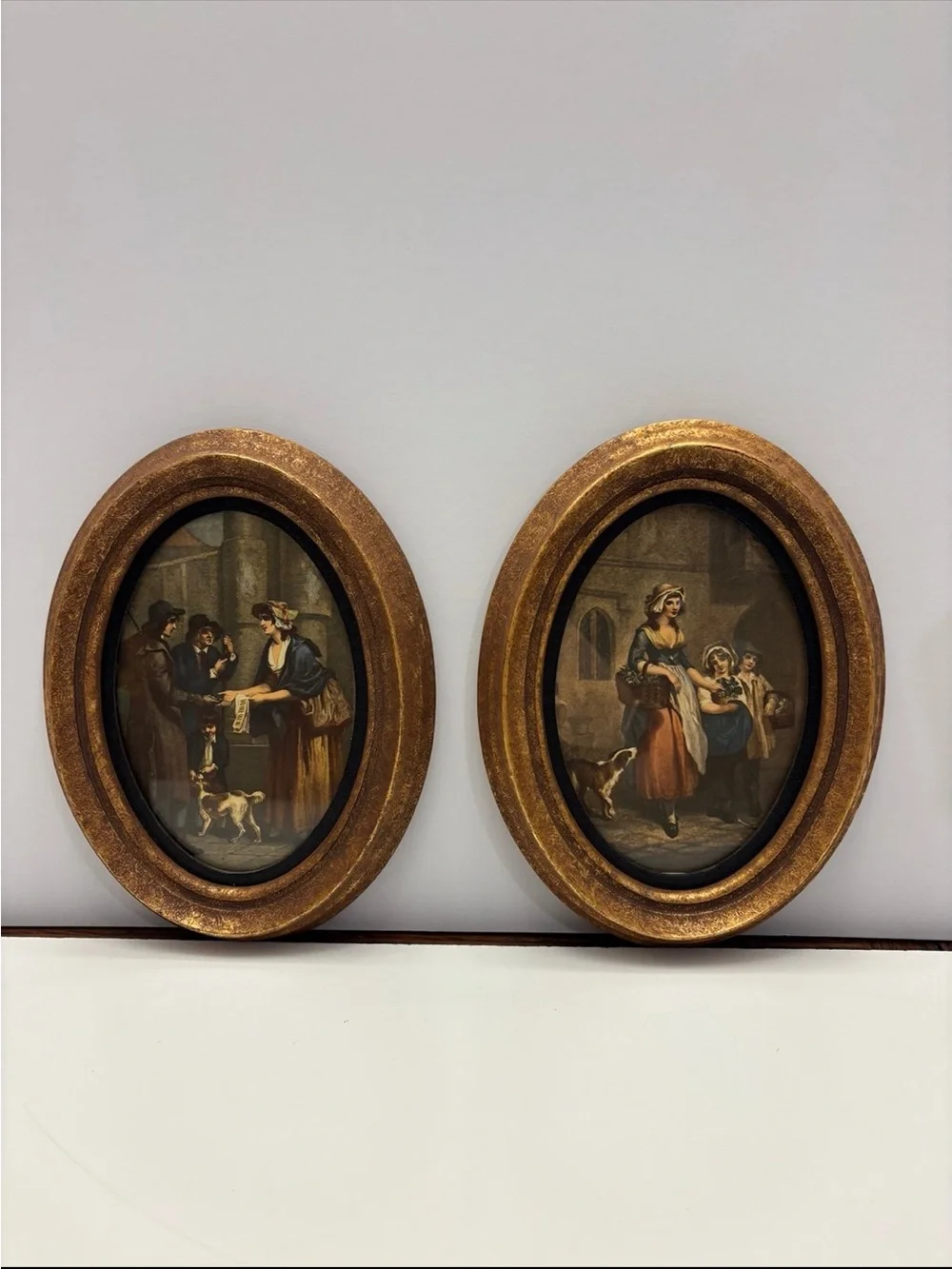 Two vintage oval printed frames Antiqued Custom Collection H. HAL KRAMER CO.